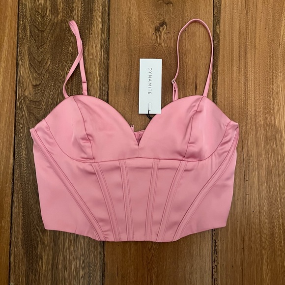 Satin Corset Bustier, Prism Pink NWT - Picture 2 of 4